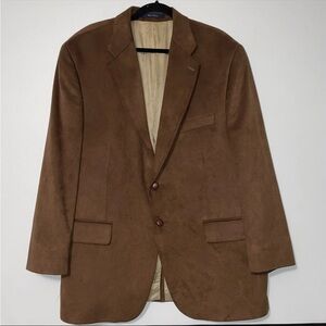 Polo University Club 48r Suede Microfiber Blazer Polyester Lining Brown.
